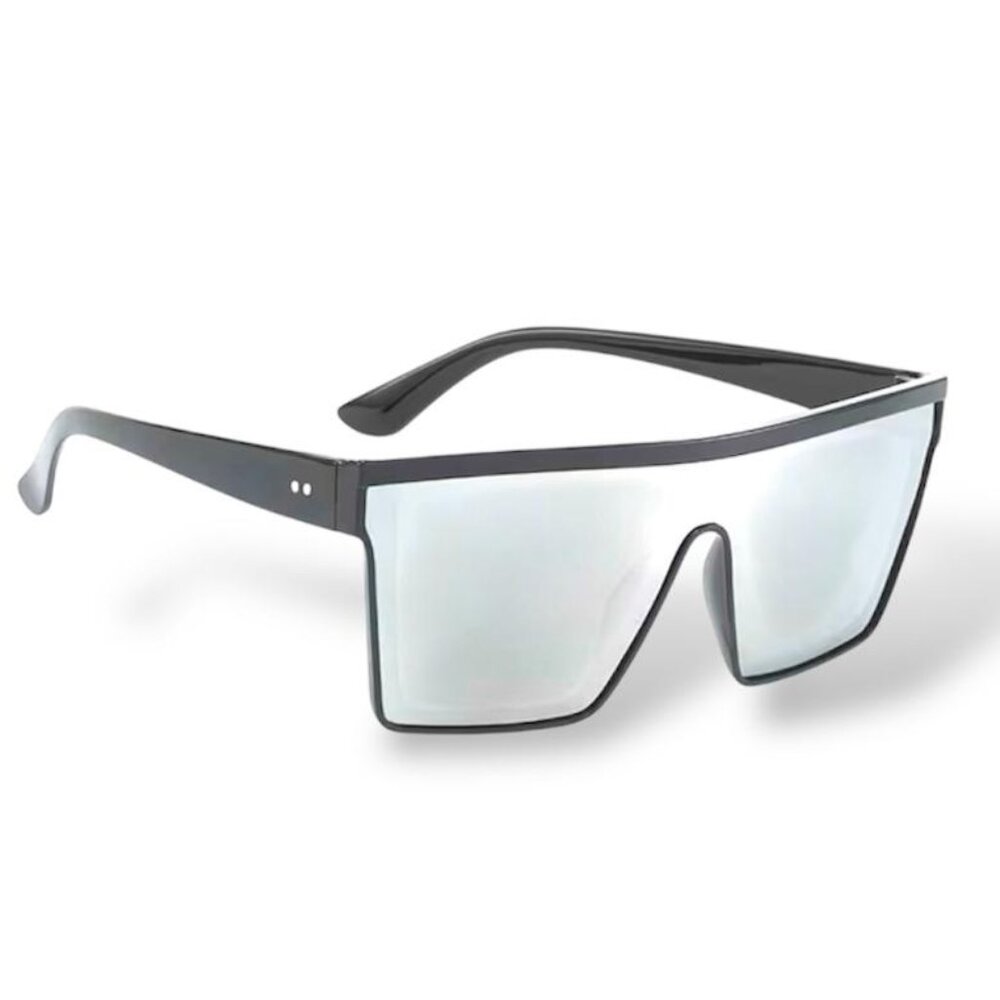 NEW -Flat Top Shield Sunglasses Square Mirror Rimless Glasses for UNISEX -SILVER